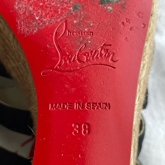 🖤♥️Christian Louboutin size 38 - Black Ribbon espadrilles platform wedge - Picture 6 of 9